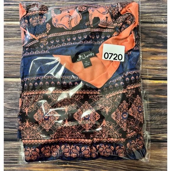 J for Justify Maxi Dress Women 1X Blue Orange Elephant Print Sleeveless Boho - Picture 9 of 9